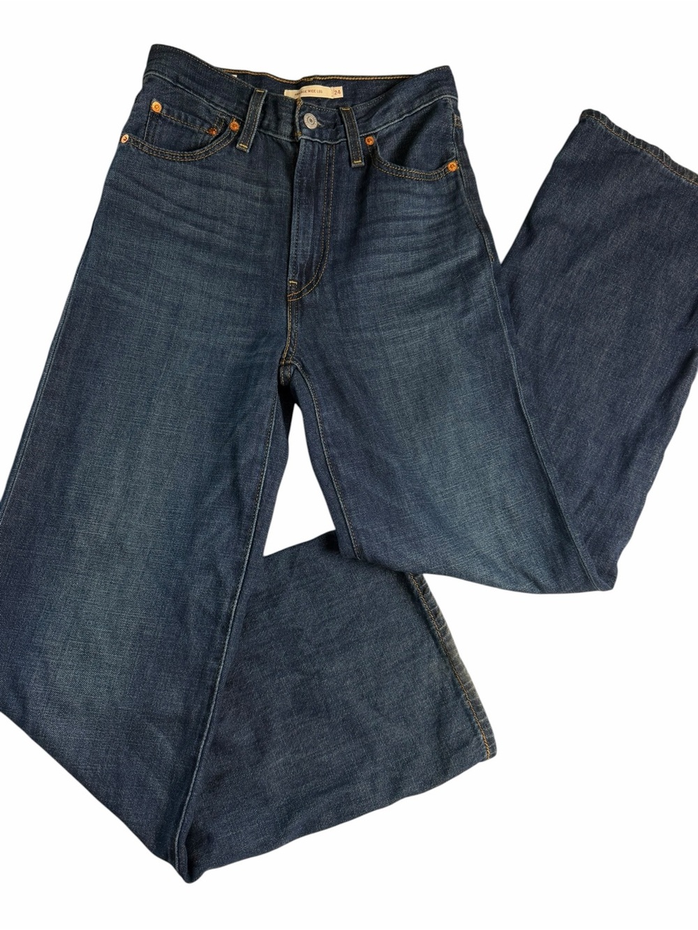 Levi’s Premium Ribcage Wide Leg high waisted Dark Wash jeans size 24 x 32